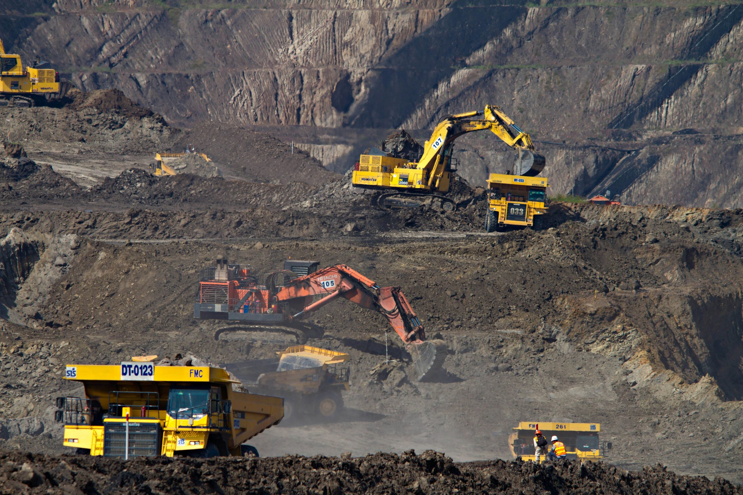 Image showing a number of cranes excavating land for mining
