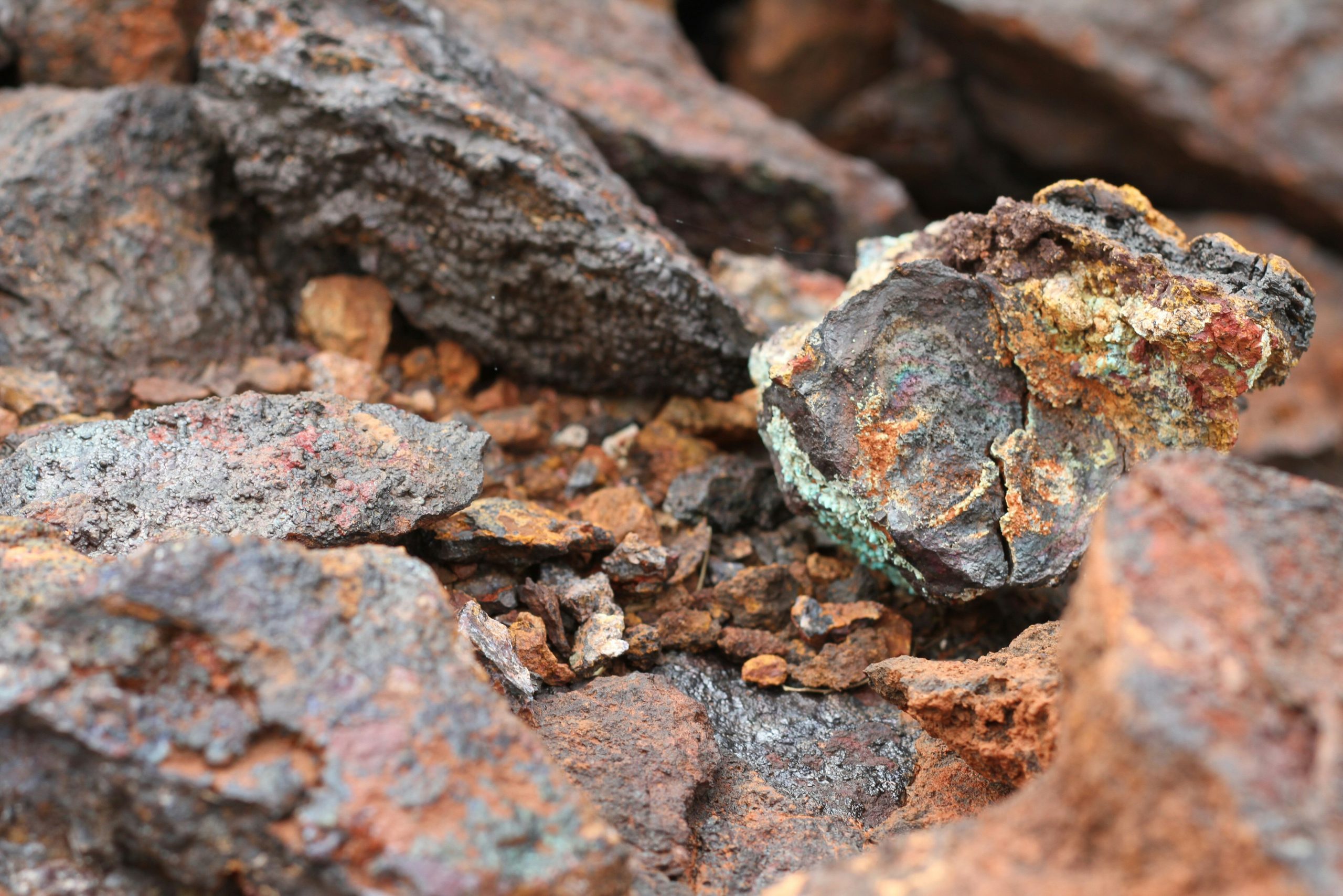 Image shows Ore containing nickel, cobalt and copper.